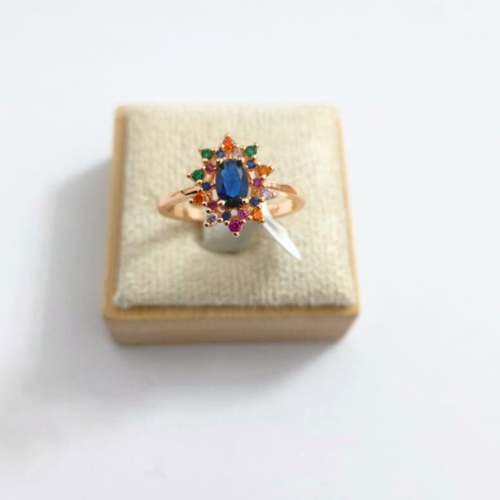 Sortija Halo con cristales de colores