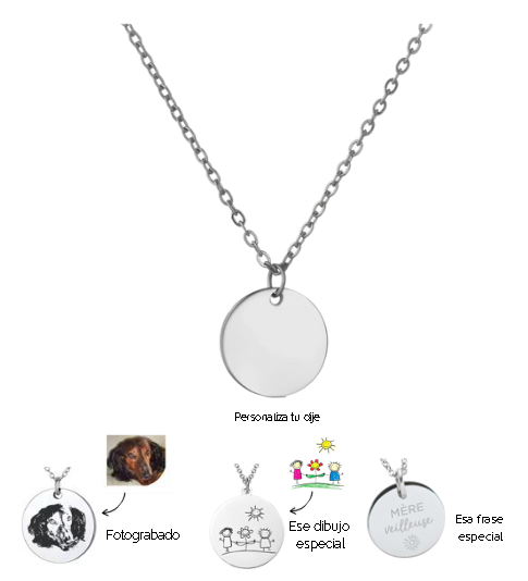 Collar de plata con dije redondo