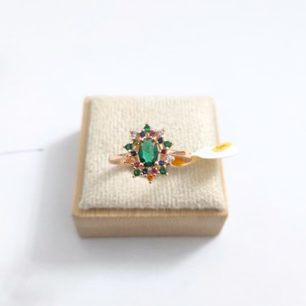 Sortija Halo con cristales de colores